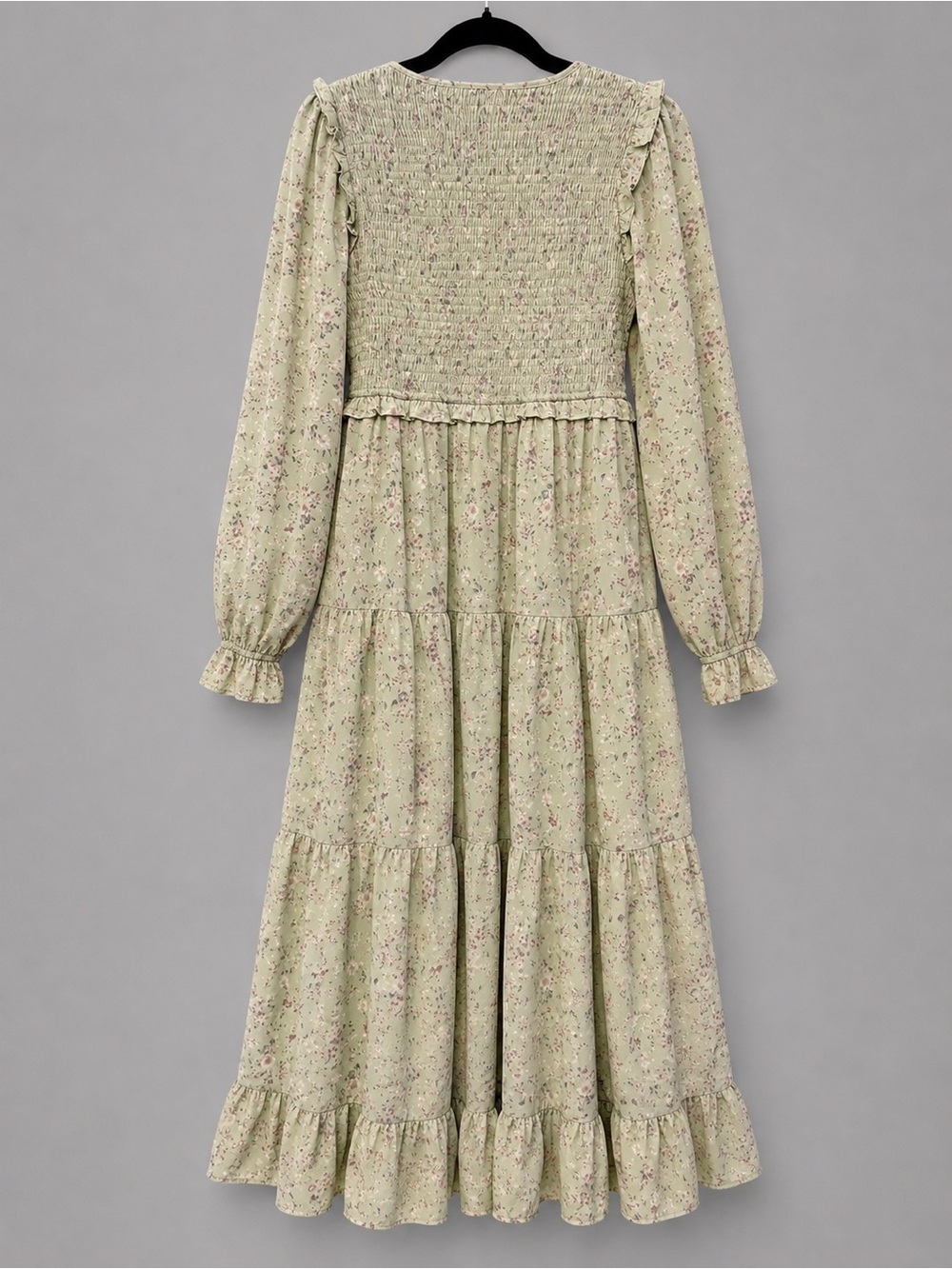 Altar'd State Sonia Floral Smocked Maxi Dress M Sage Green Fall Wedding Guest - Picture 2 of 3